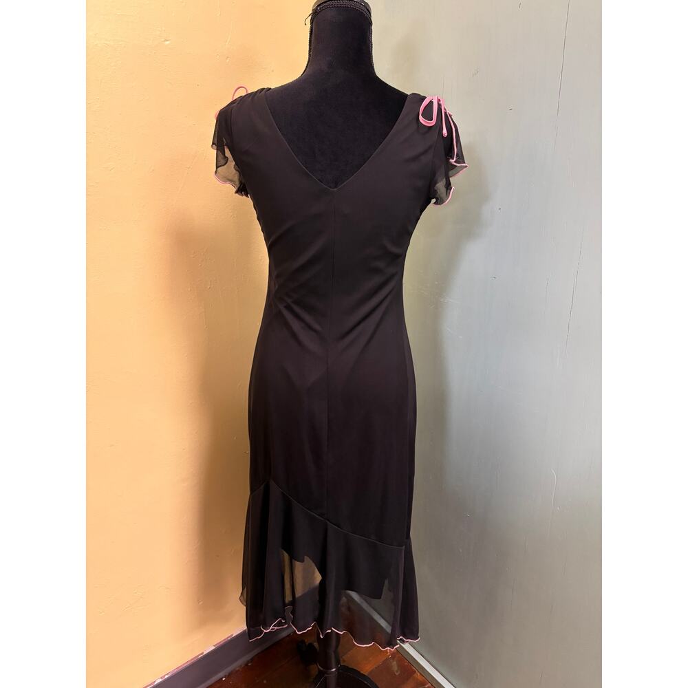 Y2K Semi Formal Tank Dress Black & Pink IZ Byer California - Picture 3 of 7